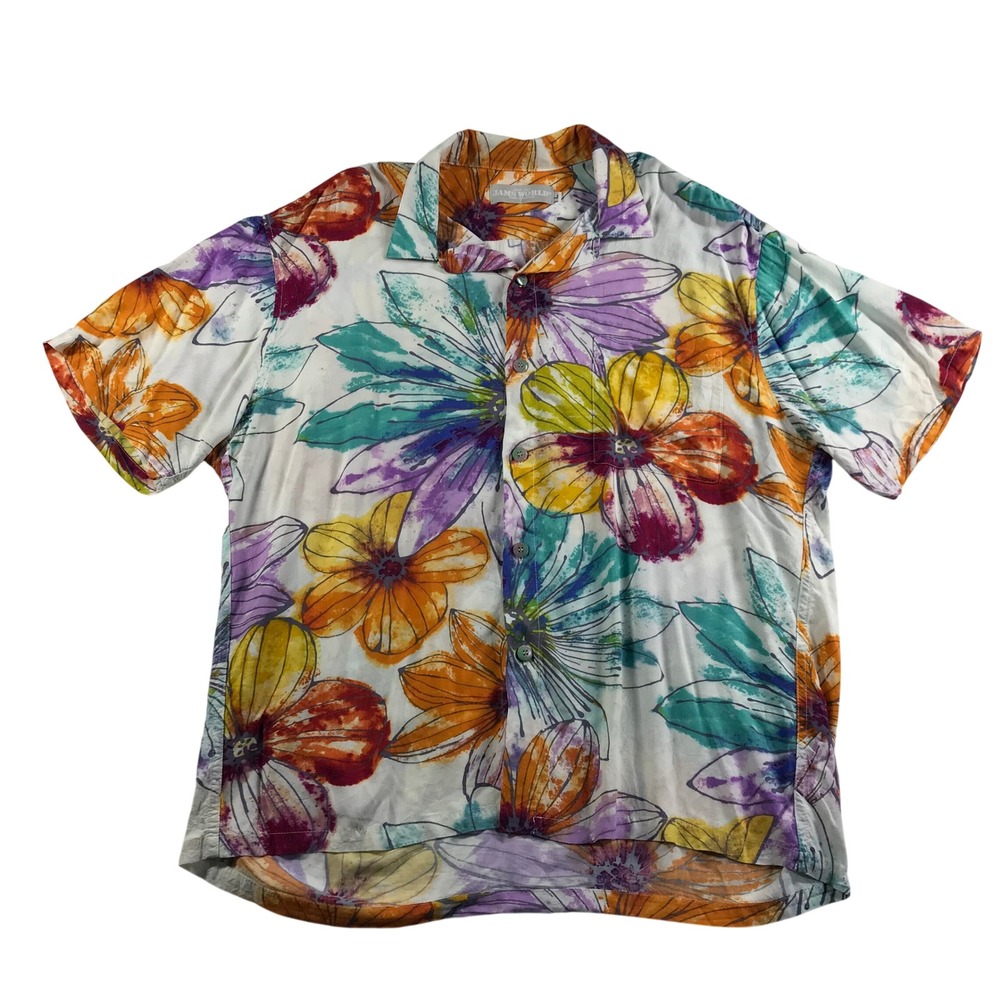 Jams World Spumoni Mens Large Floral Rayon Hawaiian Shirt Made in Hawaii M630RE